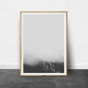 Minimalist Mountain Photography Print in Black and White. This printable wall art is supplied as digital files with instant download. image 2