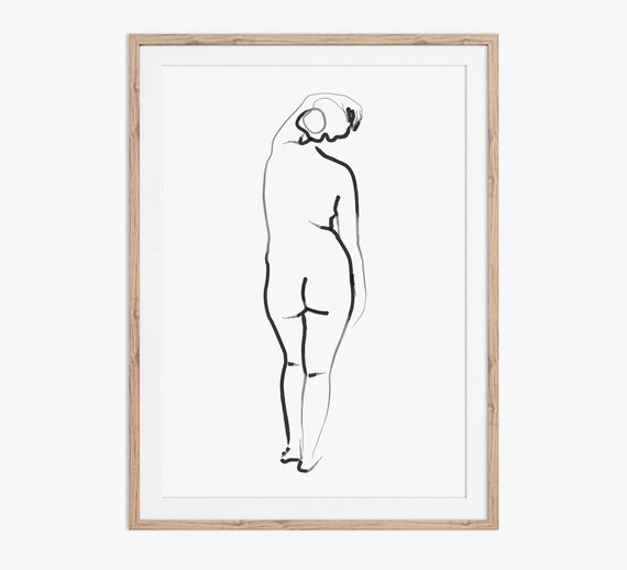 Nude Female Figure Line Drawing. Digital Download. - Etsy