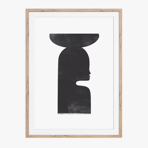 Original abstract woman figure, woodblock style illustration. Download files and print from home.