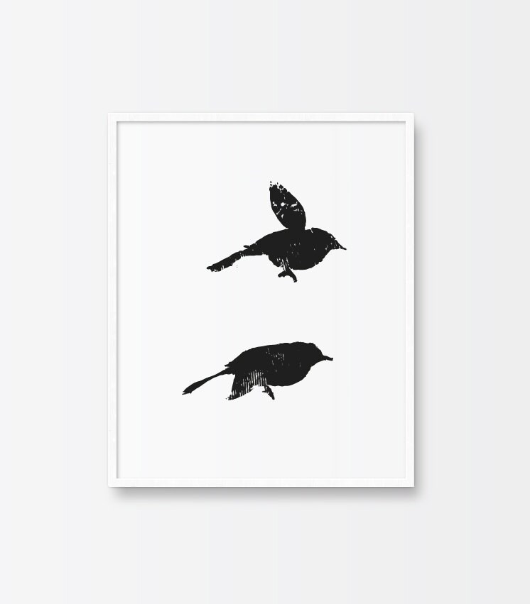 Bird Print Printable Art Black and White Print Illustration - Etsy