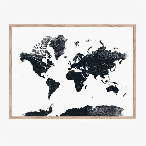 Wereld Wall Art afdrukbare digitale wereldkaart van de | Etsy
