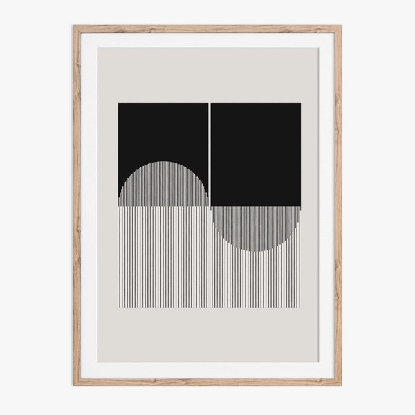 The Koru Wave. An abstract geometric mid-century modern style design. Download instantly and print from home.