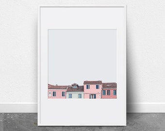 Peekaboo Houses, Downloadable Art Print, Photography Print, Colorful Houses, Colorful Wall Art, Pink Wall Art, Pink house, Pink and Grey