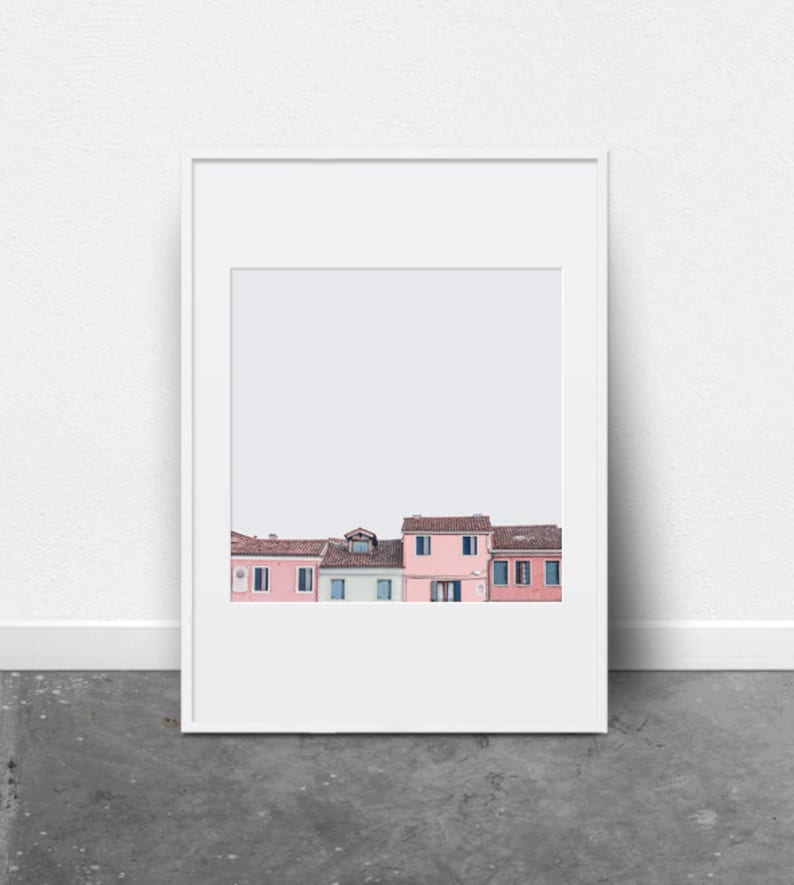 Peekaboo Houses, Downloadable Art Print, Photography Print, Colorful Houses, Colorful Wall Art, Pink Wall Art, Pink house, Pink and Grey image 1