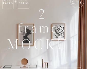 Maquete de 2 quadros em um divertido espaço de designer moderno. Camada inteligente PSD Photoshop. Exiba sua arte para impressão ou arte para impressão sob demanda com facilidade.