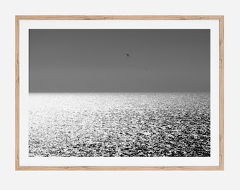 Simple Seascape Photography in Black and White - Printable Wall Art.