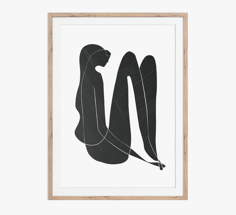 Female Nude Figure Printable. Abstract Black and White Paint - Etsy