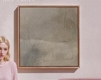 Horizontes Sussurrados nº 1. Arte de parede abstrata texturizada minimalista e moderna, pintura neutra e calma impressa em tela emoldurada