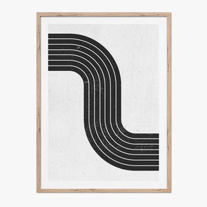 Mid Century Modern Art Print, Printable Wall Art, Abstract Wall Art, Retro Art Print, Geometric, Simple art print, Black and White Block Art