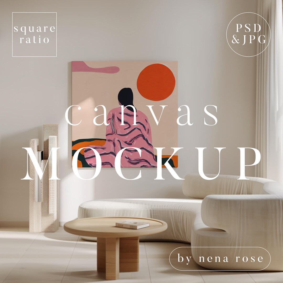 Square Canvas PSD Photoshop Mockup With Contemporary Danish Style ...