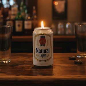 Natural Light (Natty) Beer CANdle upcycled from a discarded beer can
