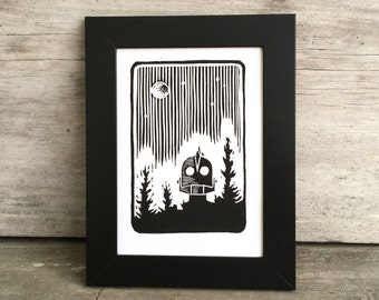 Iron Giant Fan Art, Original Linocut Print