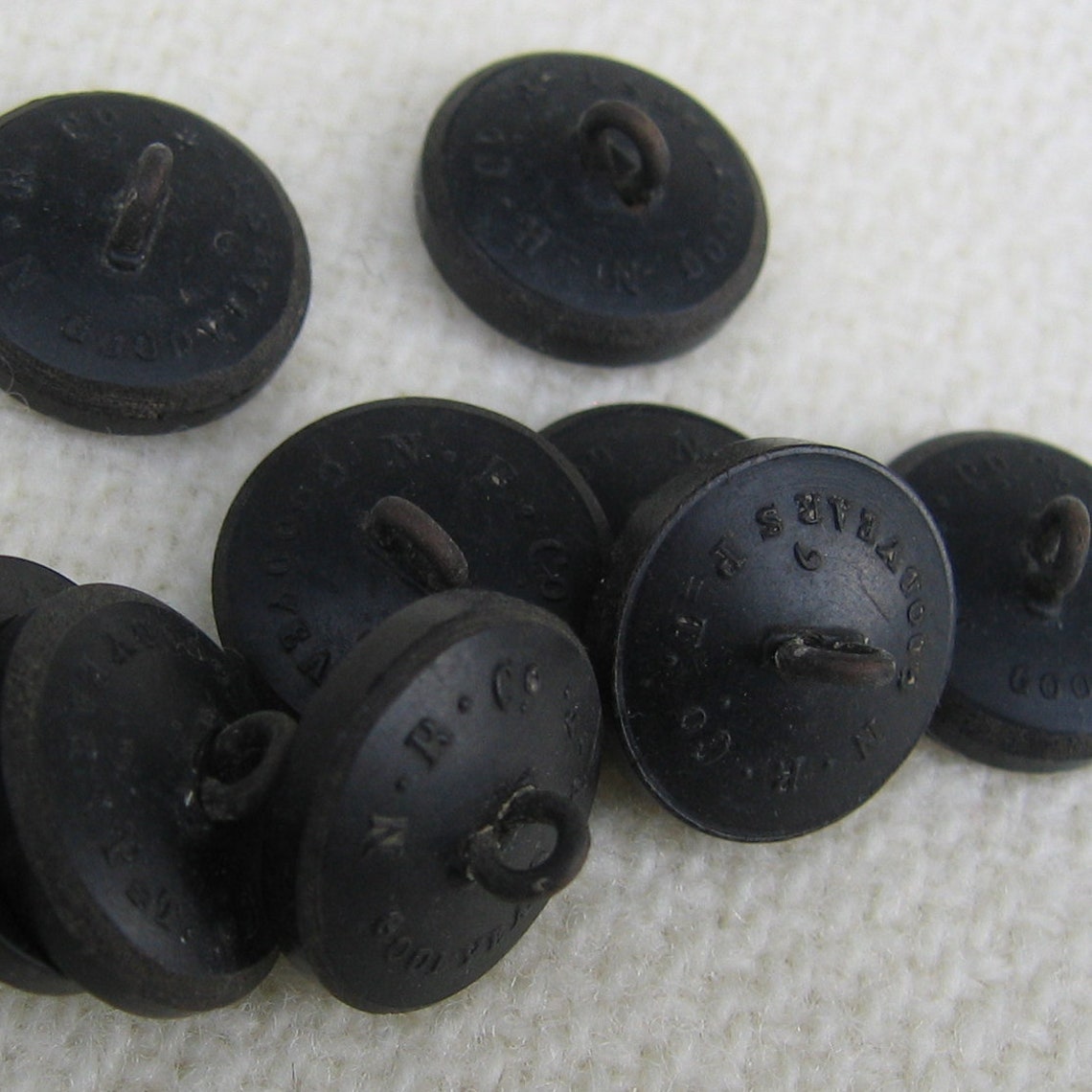 Set of 9 GOODYEAR Rubber Buttons Plain Face Backmark Etsy