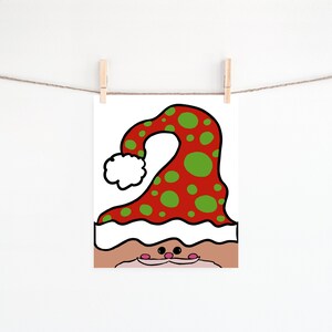 Santa Clause with Green Dots Digital Print