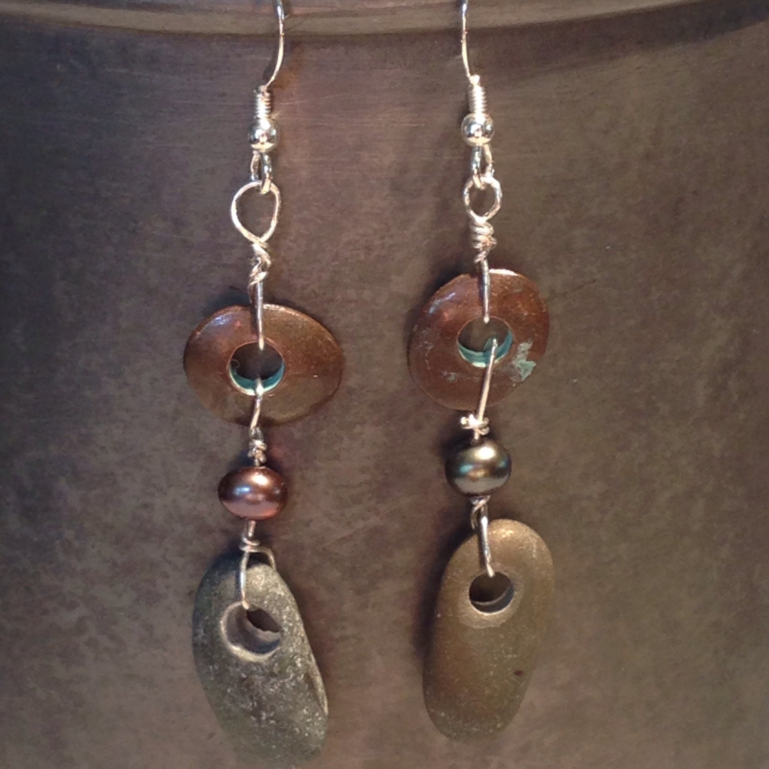 Copper Pearls and Stones Etsy