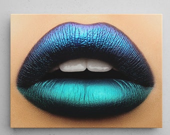 Fashion Print Lips Canvas Wall Art | Beauty Fashion | Sensual Photography | Sexy Lips | Living Room Decor | Colorful Art