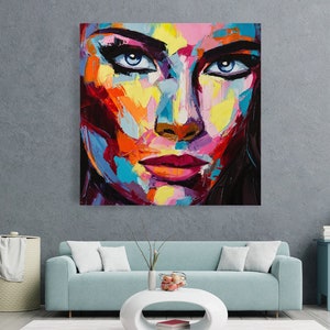 Canvas Wall Art Painting Abstract Face Art Colorful Female - Etsy