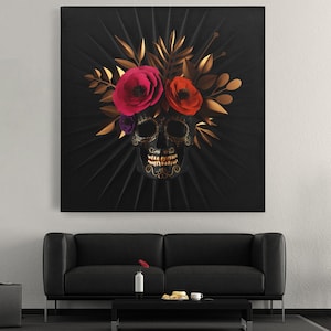 Floral Skull Art | Skull Canvas Art | Skull Art Print | Abstract Canvas | Texture Canvas Art | Contemporary Art | Original Abstract Print