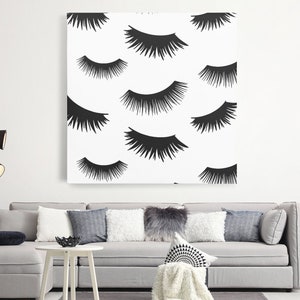 Fake Eyelashes | Eyelash Extensions Art | Beauty Room Decor | Original Modern Art | Abstract Beauty Decor Canvas Wall Art | Texture Canvas