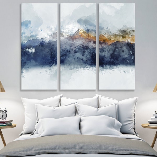 Large Abstract Printing Texture Canvas Art | Contemporary Modern Decor | Watercolor Painting Colorful Wall Art | 3 Panels Canvas Wall Art