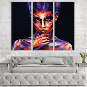 Canvas Wall Art Painting | Abstract Face Art Colorful | Female Face Canvas | Woman Face Drawing | Large Abstract Art | Woman Face Painting