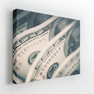 100 Dollars Bill Art | Motivational Money Art | Entrepreneur Art | Large Decor Wall Art | Money Art | Canvas Art | 3 Panels Canvas Wall Art