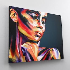 Canvas Wall Art Painting | Abstract Face Art Colorful | Female Face Canvas | Woman Face Drawing | Large Abstract Art | Woman Face Painting
