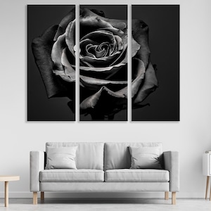 Rose Wall Art | Rose Canvas Wall Art Print | Texture Modern Canvas | Nature Flowers  Art | Large Modern Wall Art | 3 Panels Canvas Wall Art