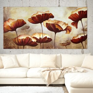 Flowers 3 Panels Canvas Wall Art | Modern Texture Painting Print | Colorful Art | Large Watercolor Painting Canvas | Minimalist Abstract