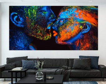 Canvas Wall Art Painting | Abstract Face Art Colorful | Female Face Canvas | Bedroom Wall Art | Large Abstract Art | Woman Face Painting
