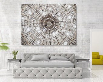 Silver Chandelier Art | Large Abstract Art | Original Abstract Printing | Texture Canvas Art | Contemporary Art | 3 Panels Canvas Wall Art