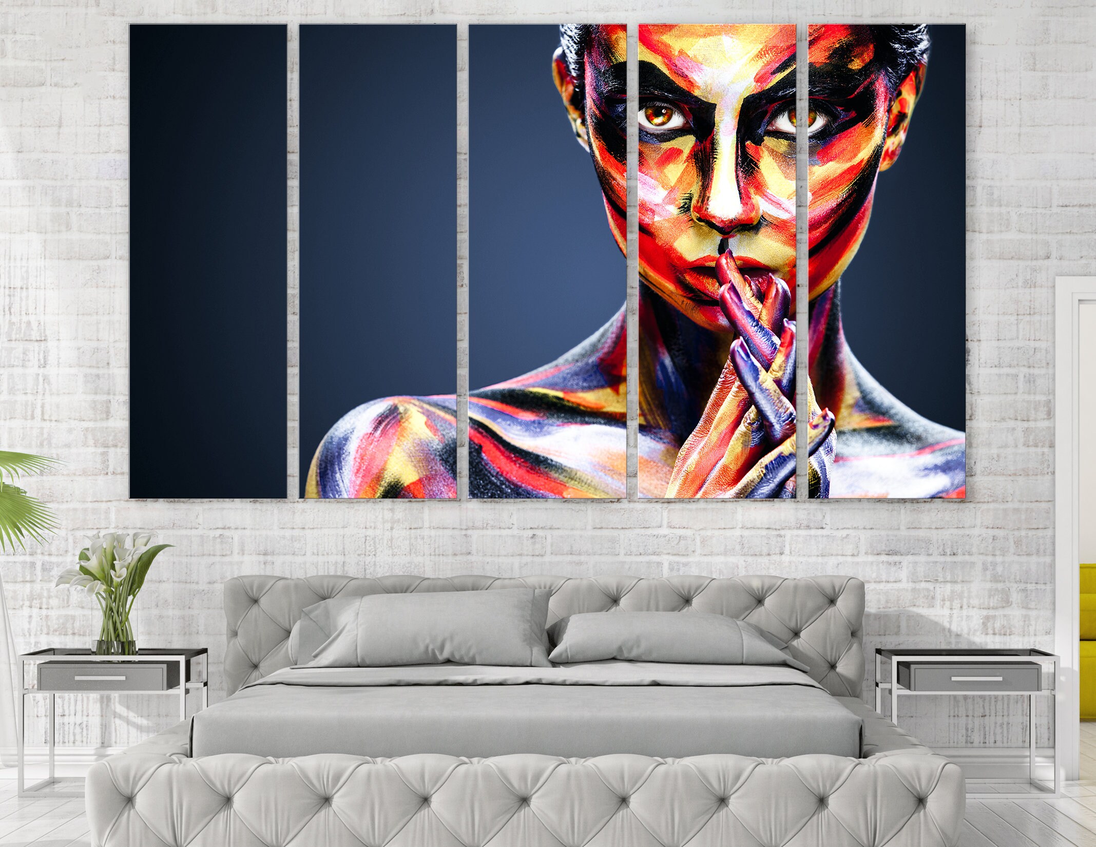 Canvas Wall Art Painting | Abstract Face Art Colorful | Female Face ...