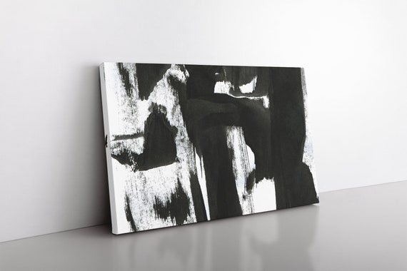 Large Abstract Art | Original Abstract Printing | Black White Canvas | Grey Painting | Contemporary Texture 3 Panels Canvas Wall Art