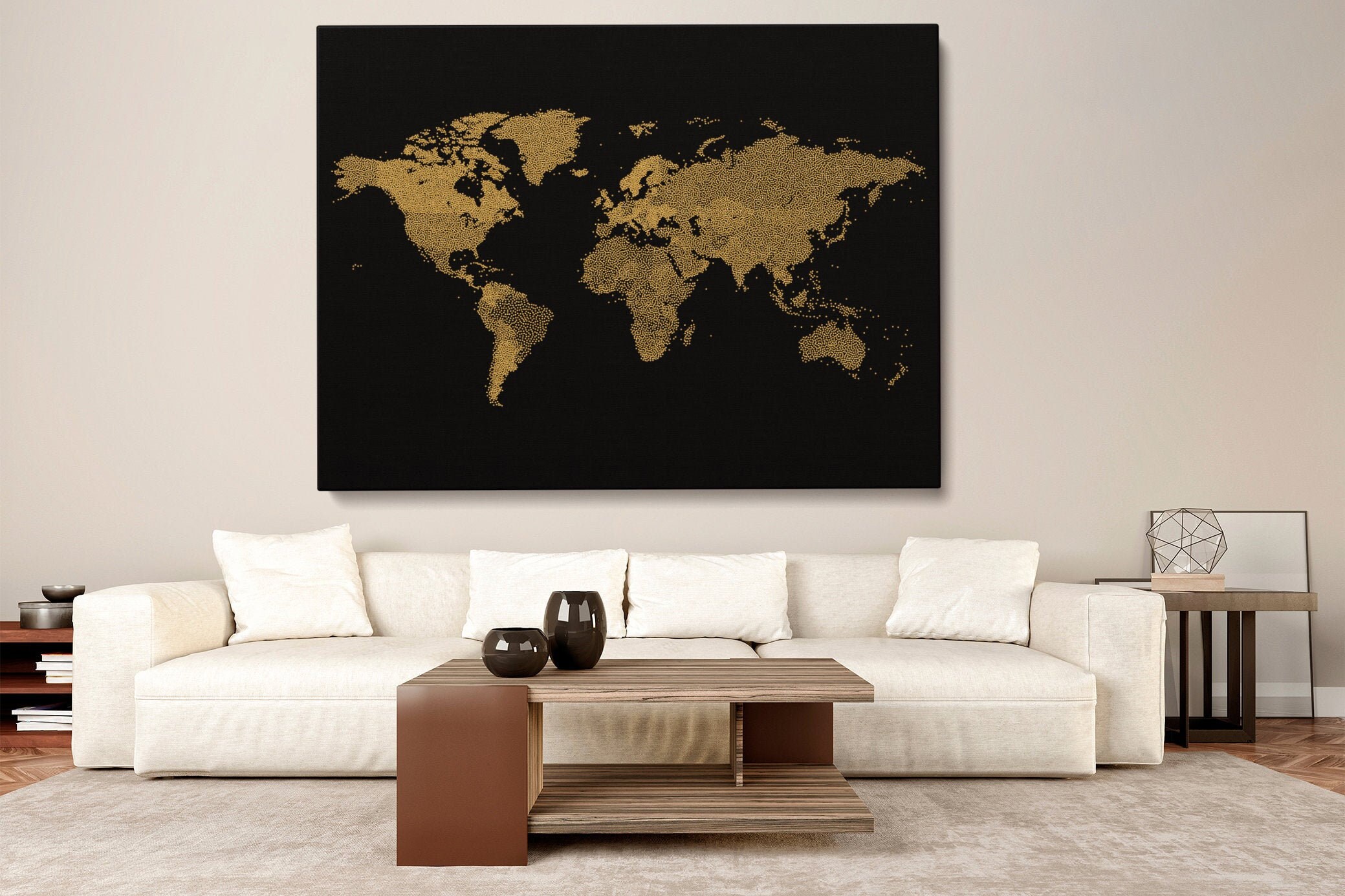 World Map | Travel Map | Large Living Room Decor | Original Abstract ...