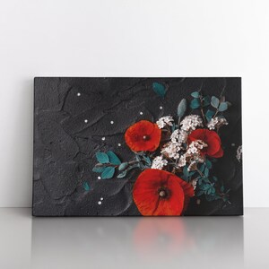 Flowers 3 Panels Canvas Wall Art | Modern Texture Floral Painting Print | Colorful Large Watercolor Painting Canvas | Minimalist Abstract