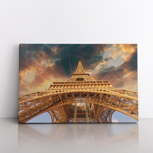Eiffel Tower Paris France Wall Art | Paris Cities Painting | Modern Living Room Decor | Large City Art | Original Print Texture Canvas Art