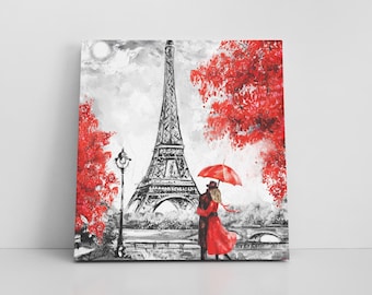Paris France Eiffel Tower City Wall Art Print | Contemporary Texture Canvas Wall Art | Modern Home Decor | Cities Painting Photography