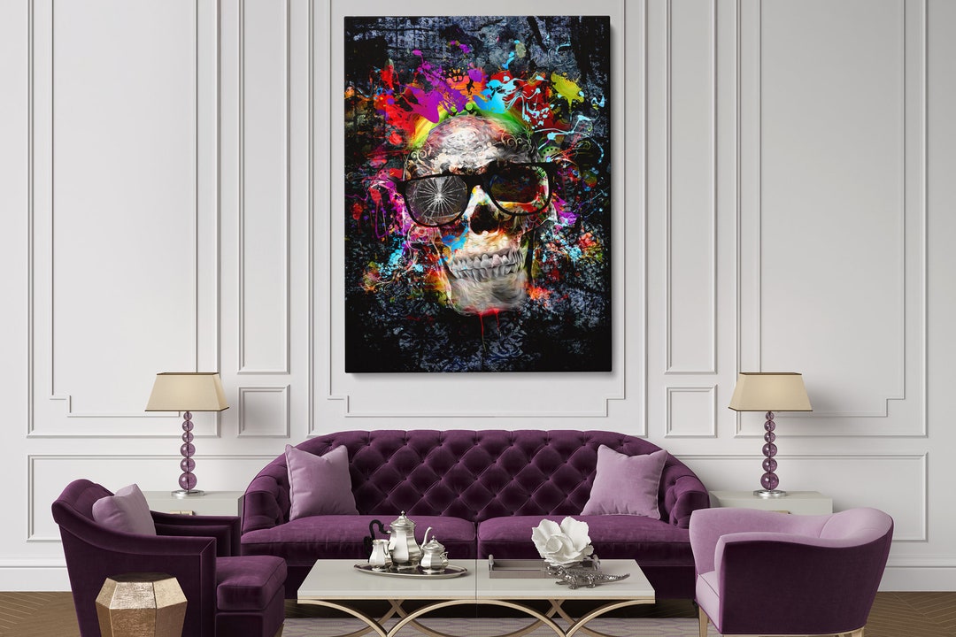 Abstract Skull Canvas Wall Art Skull Art Print Texture Canvas Art Contemporary Art Original