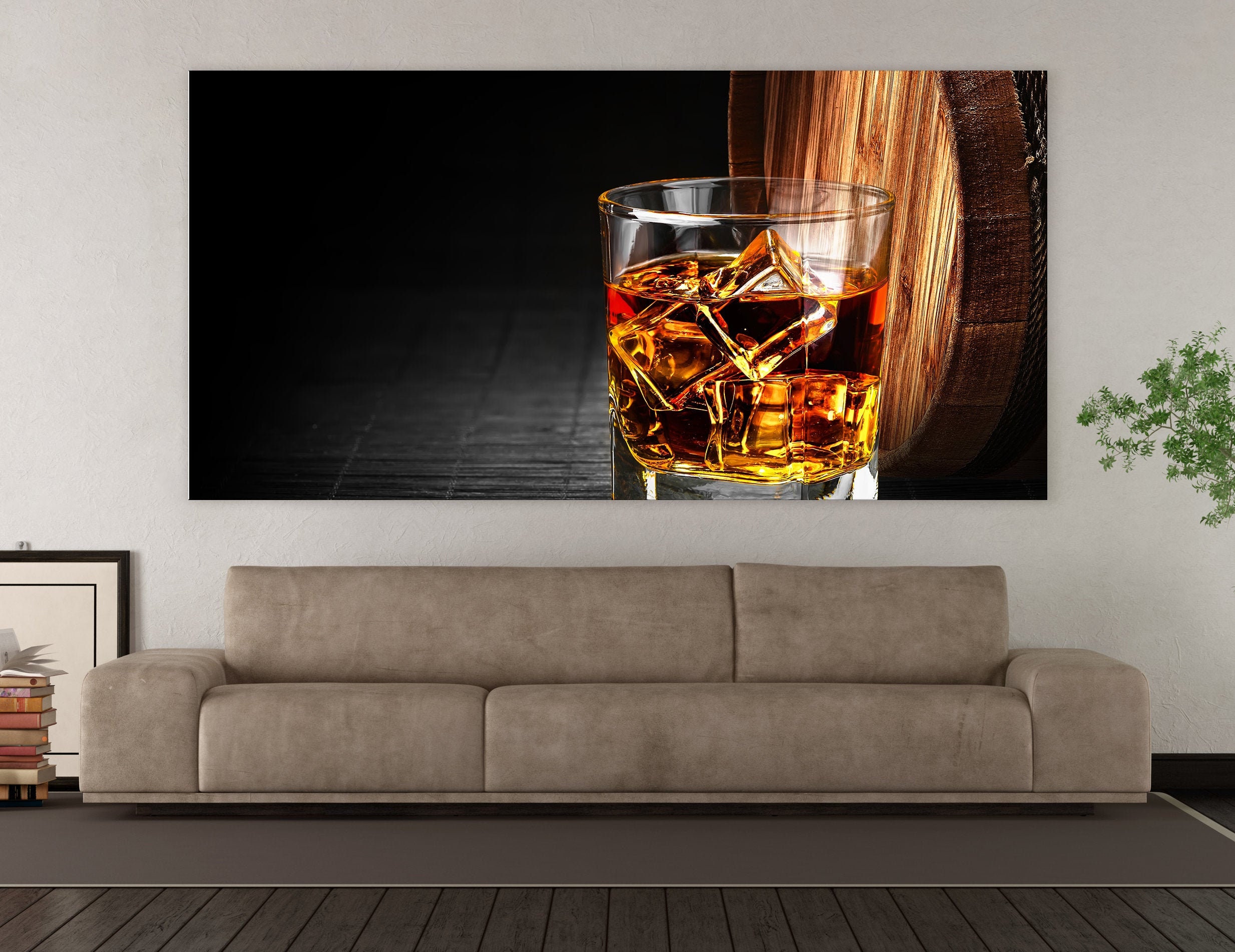 Whiskey Canvas Whiskey Glass Art Abstract Watercolor Wall Etsy