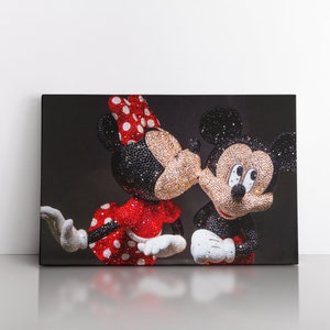 Mickey and Minnie Mouse Disney World Kids Nursery Room Decorations Fine Colorful Print Poster Cartoon Romance Love Gift | Canvas Wall Art