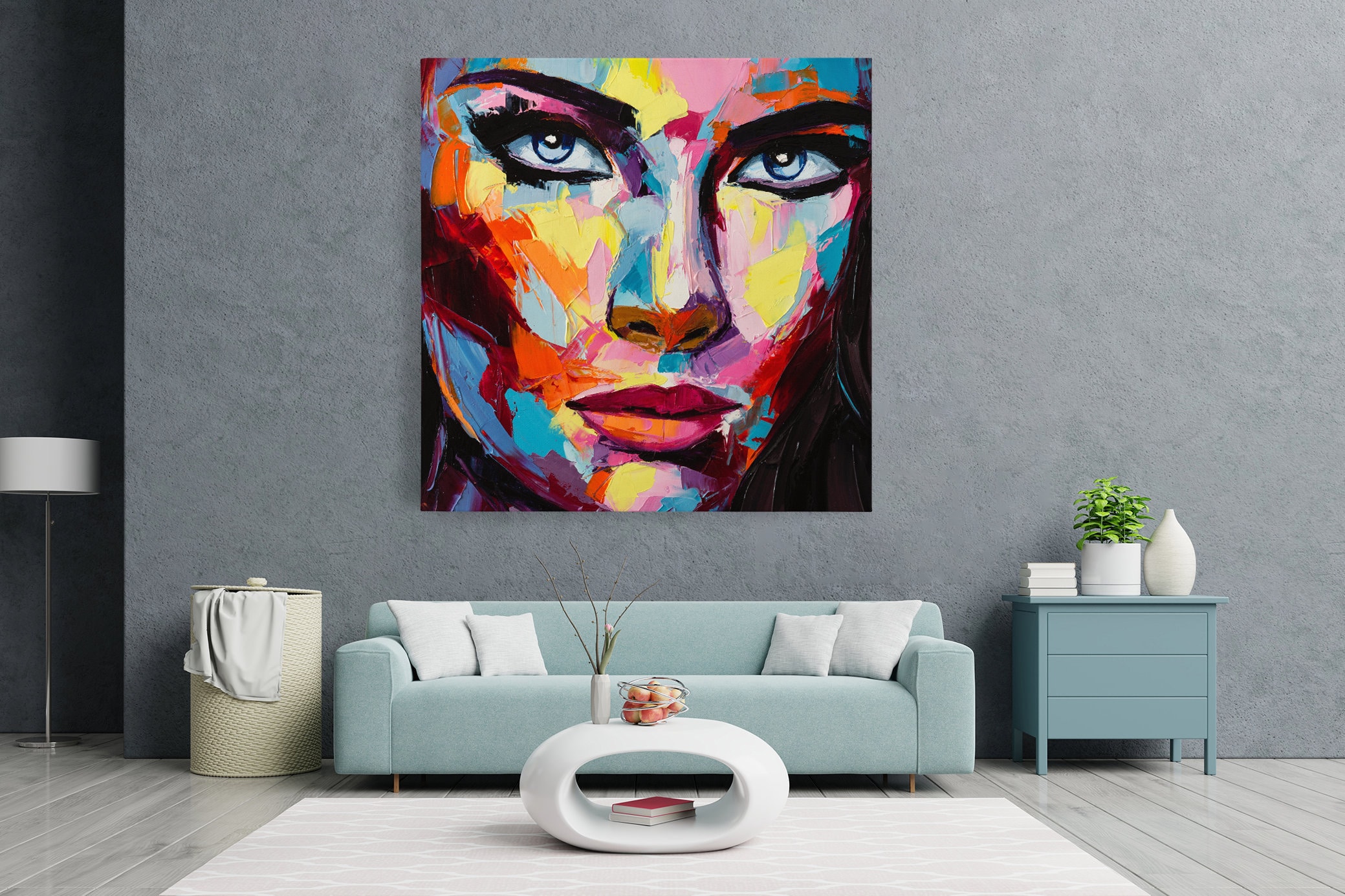 Canvas Wall Art Painting Abstract Face Art Colorful Female | Etsy
