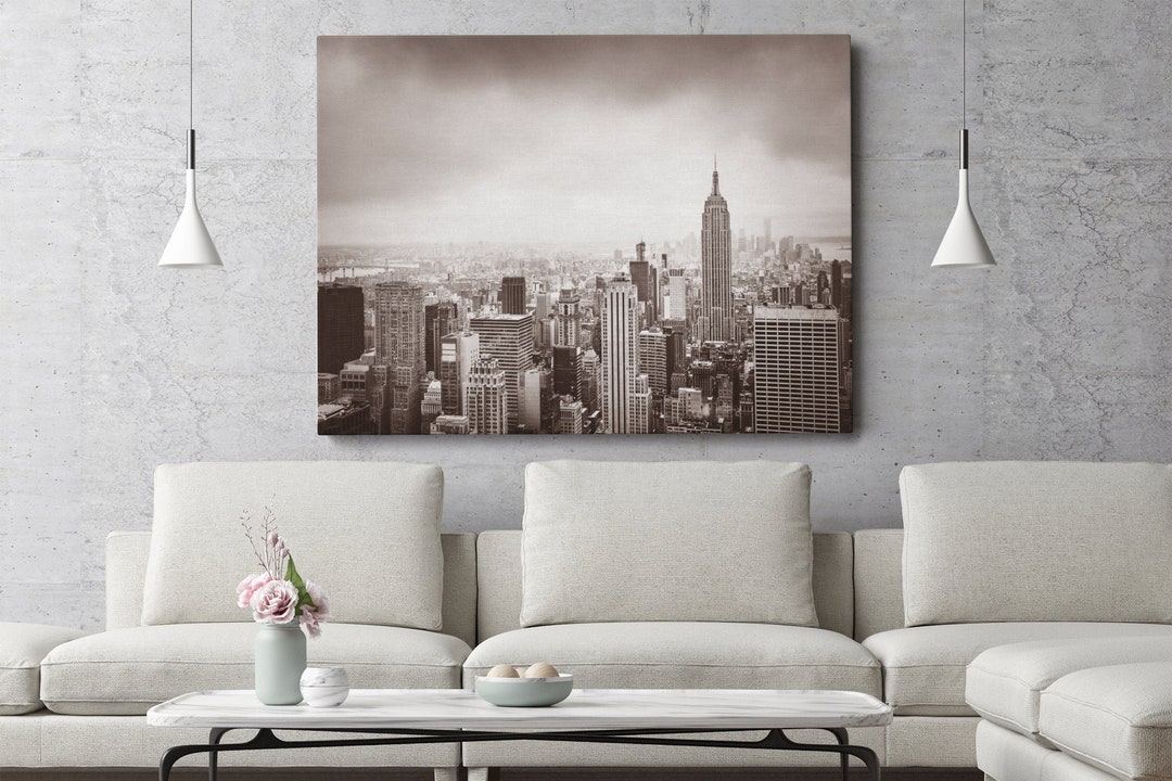 New York City Skyline Canvas Wall Art | Watercolor Abstract Painting ...