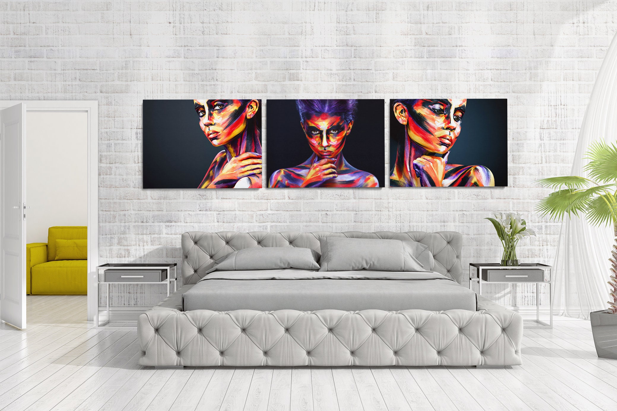 Canvas Wall Art Painting Abstract Face Art Colorful Female - Etsy