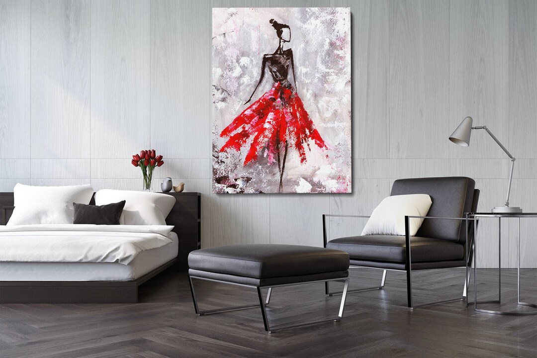 Lady in Red Painting | Fashion Art Decor| Canvas Wall Art Decor ...
