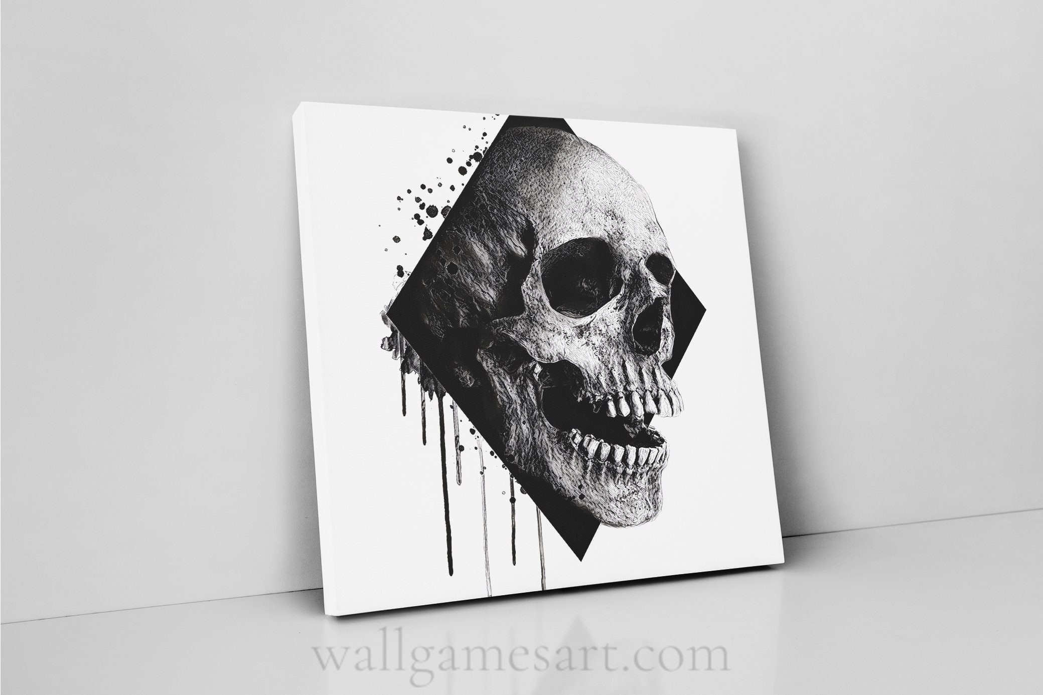 Skull Canvas Wall Art Skull Art Print Abstract Canvas Etsy