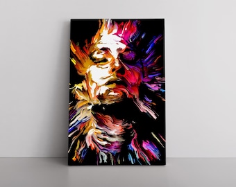 Face Wall Art Girl Canvas Home Decor | Abstract Face Print Painting | Contemporary Texture Original Design Ideas | Colorful Face Art