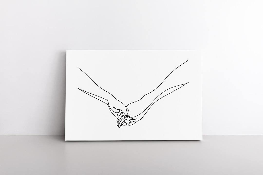 Holding Hands Man Woman Romantic Couple Continuous Black Line Drawing ...