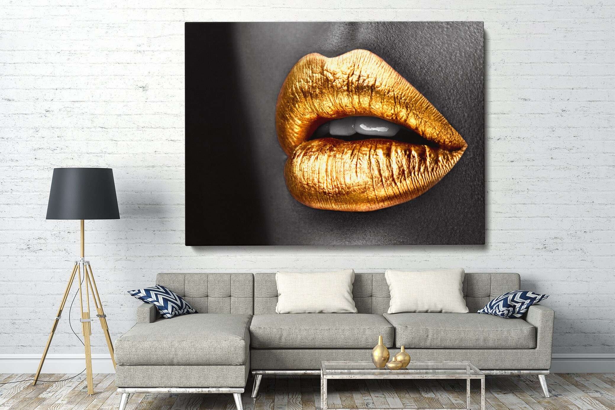 Gold Lips Wall Art Beauty Fashion Sensual Photography Etsy
