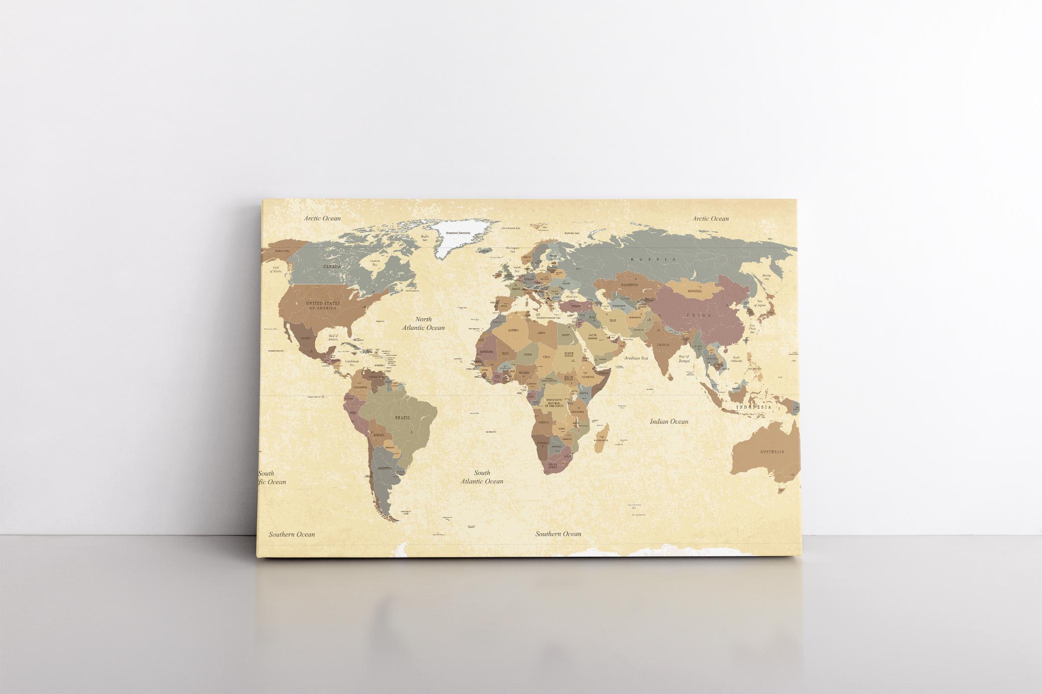 World Map | Travel Map | Large Living Room Decor | Original Abstract ...