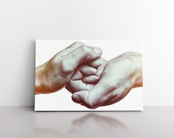Coulple Holding Hands Canvas Wall Art | Modern Home Decor | Abstract Texture Original Canvas Painting | Colorful Home Design Decoration